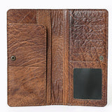 Hand-Tooled Leather Western Wallet Clutch – Genuine Cowhide