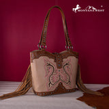 Montana West Embroidered Fringe Tote Tan