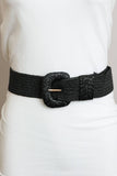 Stretchable Boho Raffia Belt Black