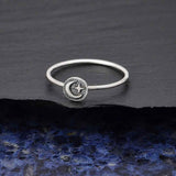 Sterling Silver Moon & Star Stacking Ring | Raised Design | Celestial | Nina Designs