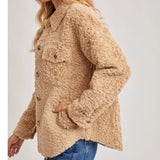 Boucle Button Front Woven Shacket Jacket Creamy Latte