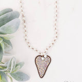 True to Your Heart Beaded Necklace Copper Aurora Borealis Crystals Heart Pendant