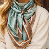 Seafoam Cream Paisley Printed Western Southwestern Wild Rag Scarf Accent