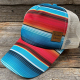 Southwest Western Serape Trucker Ponytail Hat