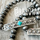 Aztec Boho Western Concho Stretch Bracelet Diamond Shape Bar