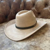 Handmade Brown Leather Western Hat Band with Stitch Detail