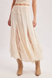 Boho Lace Maxi Skirt – Flowy Sheer Ecru