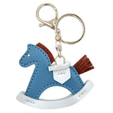 Do Everything In Love Vegan Leather Rocking Horse Key Ring Blue White