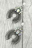 Western Ribbed Crystal Squash Blossom Earrings | 2.75" Drop