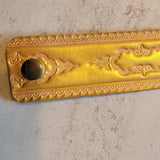 Western Boho Layering Hand Tooled Leather Bracelet Gold Brown