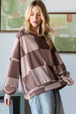 Winter Checkered Long Sleeve Sweatshirt Mocha Regular and Plus Size