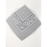 Gray Paisley Pattern Bandana | 100% Cotton | 21x21"