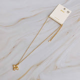 Square Pearl Cross Necklace | Gold Plated