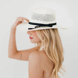 Shell Beach Western Sun Hat | Black Bow