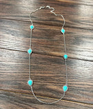 Handmade Drop Turquoise Necklace – Long Cable Chain, Adjustable 32–35"
