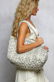 Hand Block-Printed Quilted Floral Tote Bag – Ivory & Grey