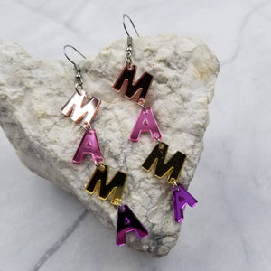 Mirror Acrylic MAMA Dangle Earrings