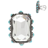 Western Octagon Cut Crystal Adjustable Ring Clear