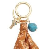 Western Cowgirl Steer Skull Bandana Bag Charm in Burnt Orange