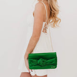 Billie Bow Convertible Clutch Crossbody Bag Emerald Green