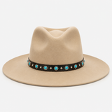 Black Vegan Leather Western Hat Band with Turquoise-Color Accents