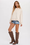 Crewneck Oversized Cotton Blend Sweatshirt Oatmeal