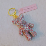 Twinkle Teddy Luxe Bag Charm Keychain Pink Aurora Borealis Crystal Bear