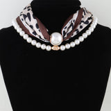 Double Fabric Stone Beaded Choker Necklace – Leopard