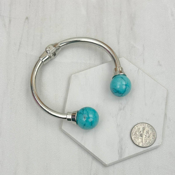 Silver Metal Turquoise Accent Cuff Bracelet