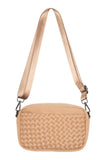 Camel Woven Neoprene Crossbody Bag