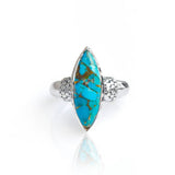 Blue Copper Turquoise Ring | 925 Sterling Silver | Artisan Boho | Handcrafted