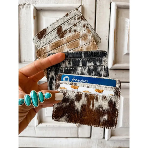Western Cowhide Hair On Credit Card Holder Money holder Cheetah Spots