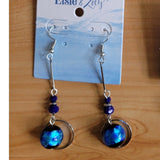Blue Glass Bead Circle Dangle Earring