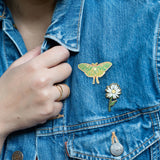 Glow-in-the-Dark Luna Moth Hard Enamel Pin