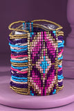 Southwestern Seed Bead Stretch Bracelet | Fuchsia
