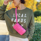 Bubble Gum Pink Candy Cube Woven Sling Crossbody Bag