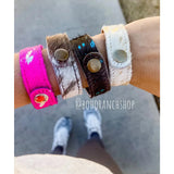 Cowhide Bracelets Hair On Cowhide Genuine Leather Hot Pink Silver