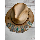 Western Southwestern Hat Hugger Wild Rag Slide Rectangle Flower Etched Concho