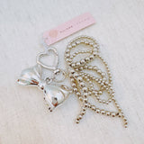 Silver Cascade Bow Charm Bag Charm Keychain Beaded Tassels Silver