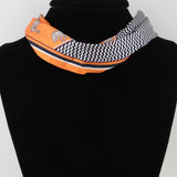Double Fabric Stone Beaded Choker Necklace – Orange