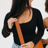 Evelynn Eyelet Vegan Leather Strap Brown