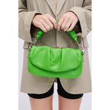 Meadow Ruched Top Handle Vegan Leather Chain Strap Crossbody Citron Green