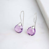 Purple Amethyst Teardrop Earrings | 925 Sterling Silver Natural Gemstone