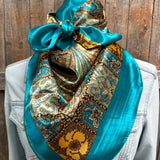 Teal Paisley Wild Rag Scarf | Western Luxury Accessory