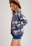 Argyle Button Down Pocket Cardigan Navy