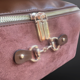 Equestrian Horse Bit Cosmetic & Toiletry Bag | Blush Vegan Suede & Vegan Leather