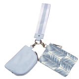 Summer Spritz Dual Nylon Pouch Wristlet Sea Mist Blue Palm Branch
