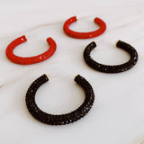 Retro Bling Crystal Hoop Earrings Red