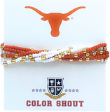 Texas Longhorns Set of 6 Beaded Stretch Bracelets – Burnt Orange & White