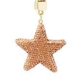Bling Crystal Gold Star Strap Keychain Bag Charm